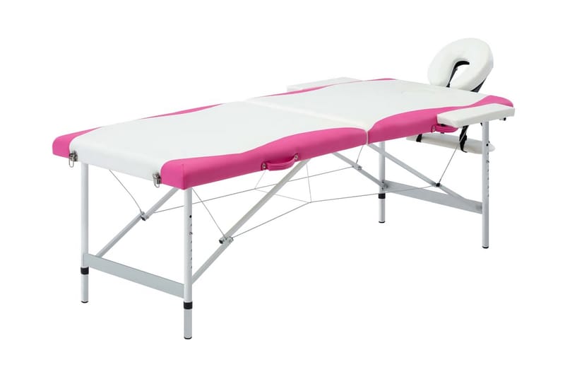 foldbart massagebord 2 zoner aluminium hvid og pink - Hvid - Husholdning - Personpleje & helbred - Massage & wellness - Massagebord