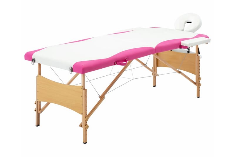 foldbart massagebord 2 zoner træ hvid og pink - Hvid - Husholdning - Personpleje & helbred - Massage & wellness - Massagebord