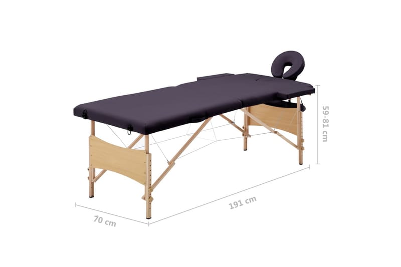 foldbart massagebord 2 zoner træ lilla - Violet - Husholdning - Personpleje & helbred - Massage & wellness - Massagebord