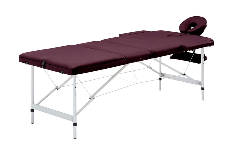 foldbart massagebord 3 zoner aluminium lilla