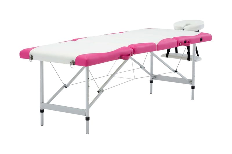 foldbart massagebord 4 zoner aluminium hvid og pink - Hvid - Husholdning - Personpleje & helbred - Massage & wellness - Massagebord