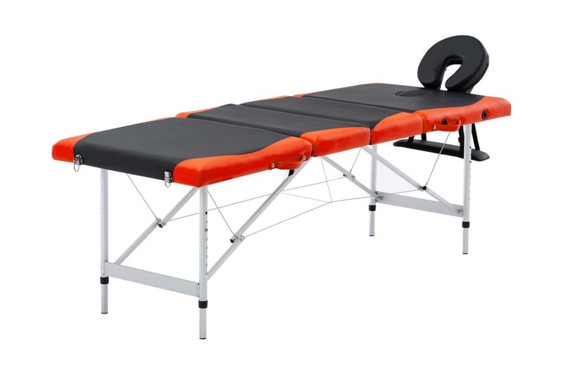 foldbart massagebord 4 zoner aluminium sort og orange - Sort - Husholdning - Personpleje & helbred - Massage & wellness - Massagebord