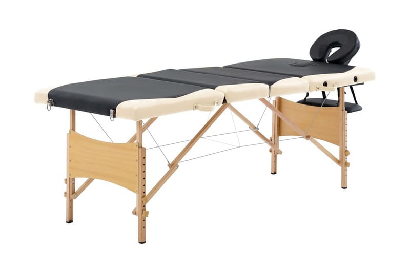foldbart massagebord 4 zoner træ sort og beige - Sort - Husholdning - Personpleje & helbred - Massage & wellness - Massagebord