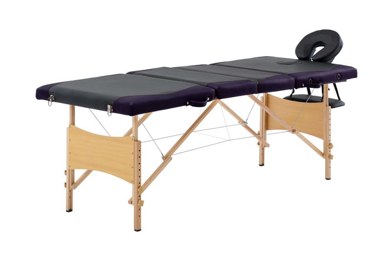 foldbart massagebord 4 zoner træ sort og lilla - Sort - Husholdning - Personpleje & helbred - Massage & wellness - Massagebord