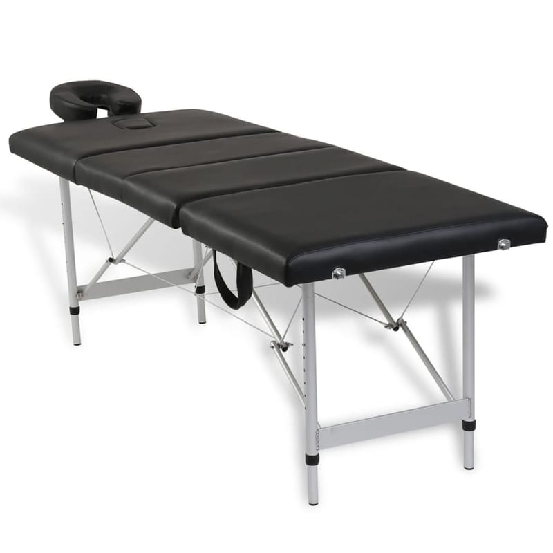 massagebord foldbart 4 zoner aluminiumsstel sort - Sort - Husholdning - Personpleje & helbred - Massage & wellness - Massagebord