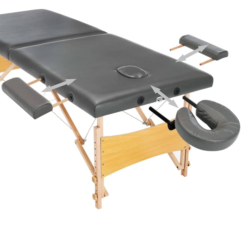 massagebord med 2 zoner træstel antracitgrå 186 x 68 cm - Antracit - Husholdning - Personpleje & helbred - Massage & wellness - Massagebord