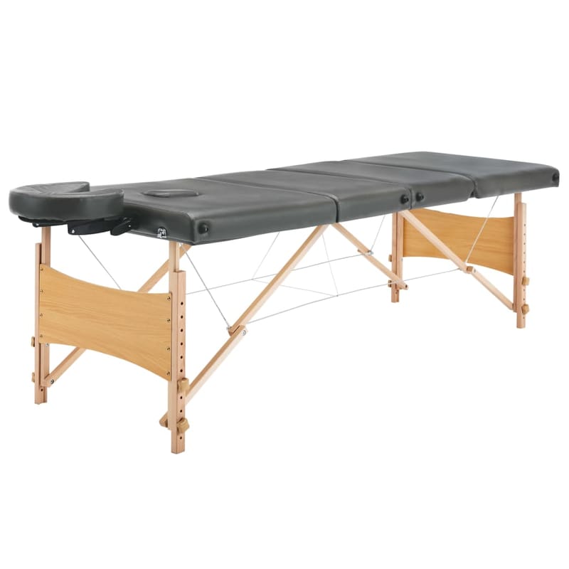 massagebord med 4 zoner træstel 186 x 68 cm antracitgrå - Antracit - Husholdning - Personpleje & helbred - Massage & wellness - Massagebord