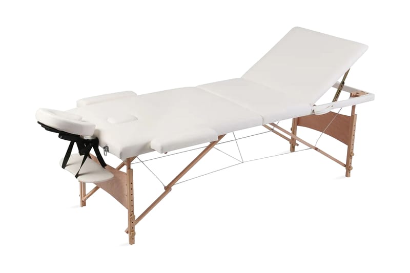 massagebriks sammenfoldelig 3 zoner træstel cremefarvet - Hvid - Husholdning - Personpleje & helbred - Massage & wellness - Massagebord