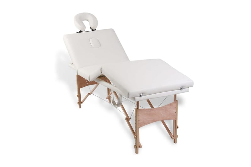massagebriks sammenfoldelig 4 zoner træstel cremehvid - Hvid - Husholdning - Personpleje & helbred - Massage & wellness - Massagebord