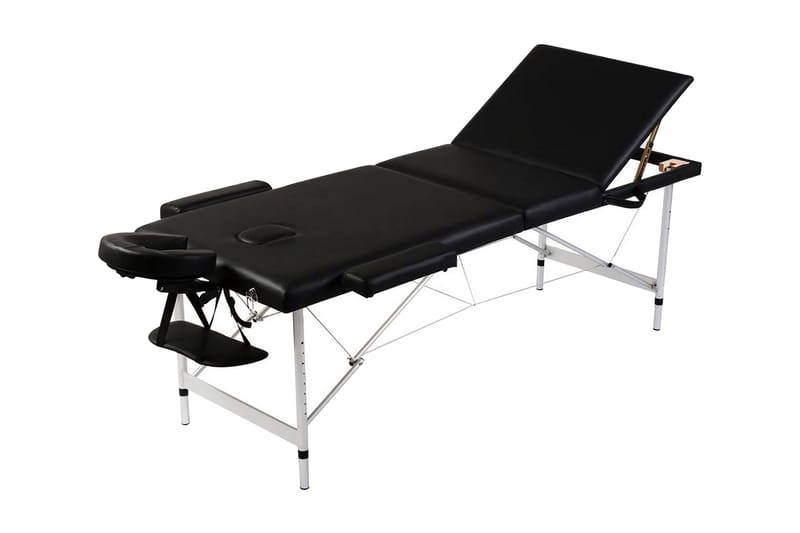 Sort sammenfoldeligt massagebord, 3 zoner m. aluminiumsramme - Sort - Husholdning - Personpleje & helbred - Massage & wellness - Massagebord