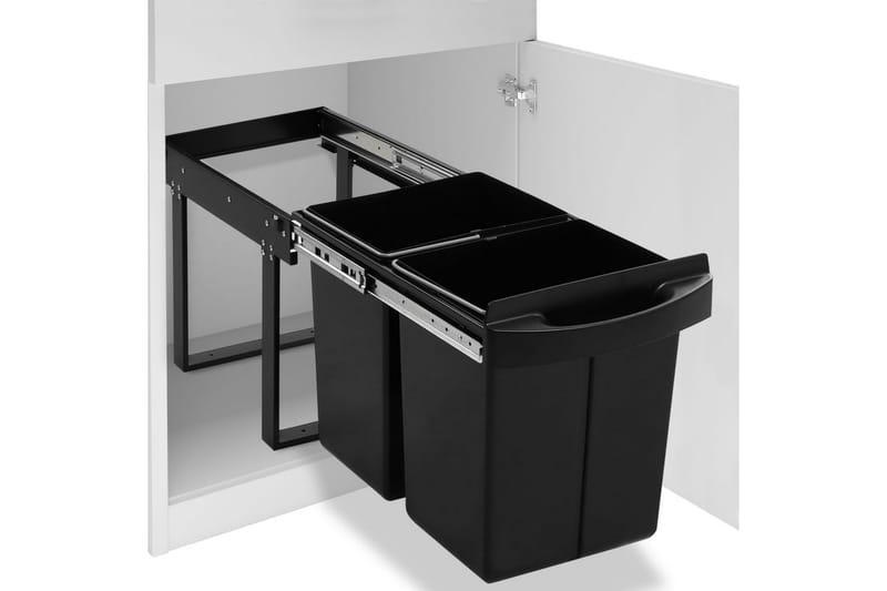 Udtrækkelig Køkkenaffaldsspand Med Sortering Soft-Close 48 L - Sort - Husholdning - Rengøring & tøjpleje - Affaldssortering & affaldshåndtering - Papirkurv