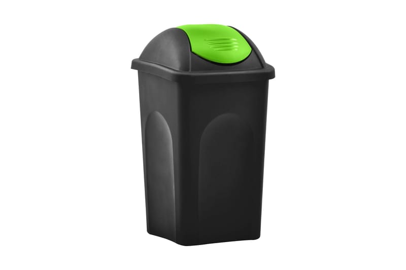 Skraldespand Med Svinglåg 60 L Sort Og Grøn - Husholdning - Rengøring & tøjpleje - Affaldssortering & affaldshåndtering - Skraldespand & affaldsbeholder