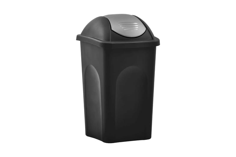 Skraldespand Med Svinglåg 60 L Sort Og Sølvfarvet - Husholdning - Rengøring & tøjpleje - Affaldssortering & affaldshåndtering - Skraldespand & affaldsbeholder