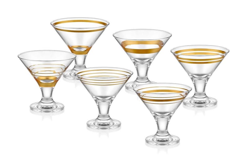 Glassæt 6 stk - Guld - Husholdning - Servering & opdækning - Glas - Cocktailglas