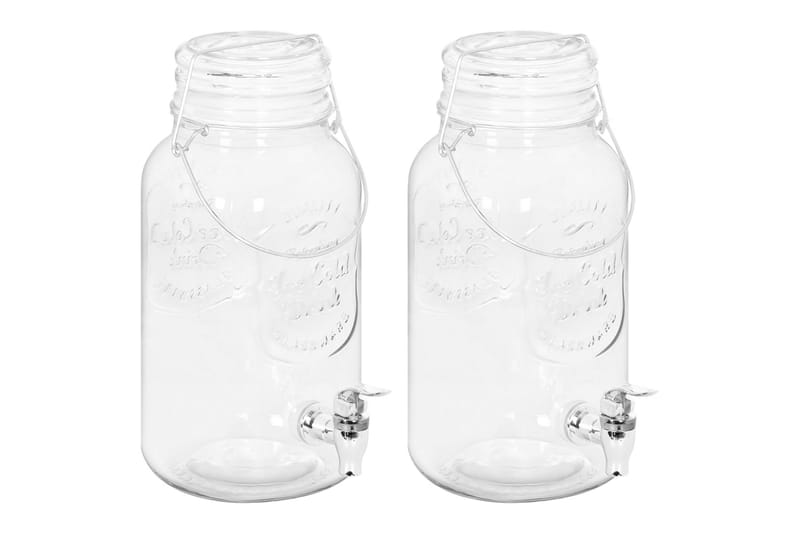 drikkevaredispensere 2 stk. 3800 ml glas - gennemsigtig - Husholdning - Servering & opdækning - Kander og karafler - Vandbeholder med hane