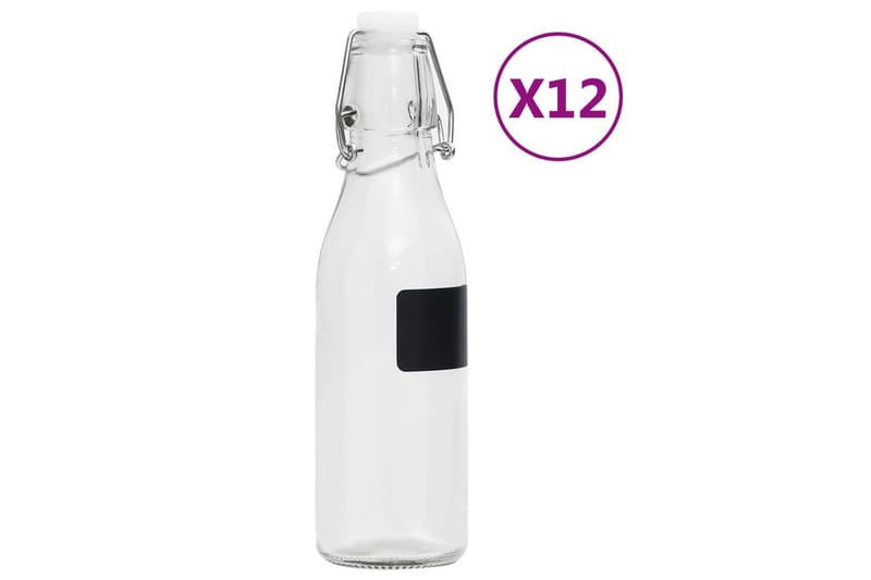 glasflasker med patentlåg 12 stk. 250 ml rund - gennemsigtig - Husholdning - Servering & opdækning - Kander og karafler - Vandkaraffel