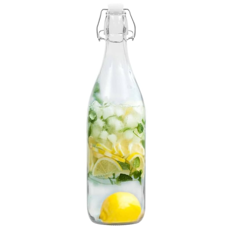 Glasflasker Med Patentlåg 24 Stk. 1 L - gennemsigtig - Husholdning - Servering & opdækning - Kander og karafler
