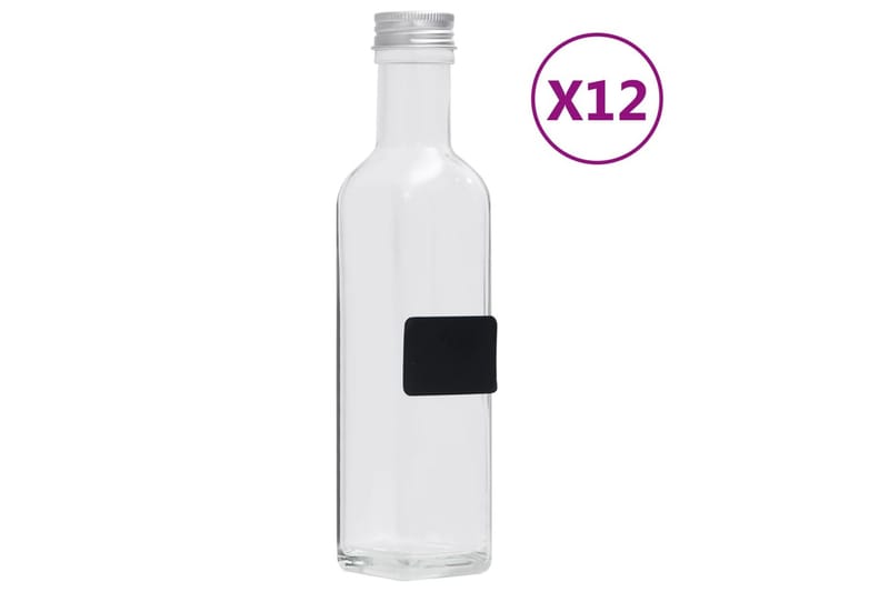 glasflasker med skruelåg 12 stk. 250 ml firkantet - gennemsigtig - Husholdning - Servering & opdækning - Kander og karafler - Vandkaraffel