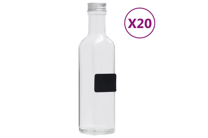 glasflasker med skruelåg 20 stk. 250 ml firkantet - gennemsigtig - Husholdning - Servering & opdækning - Kander og karafler - Vandkaraffel