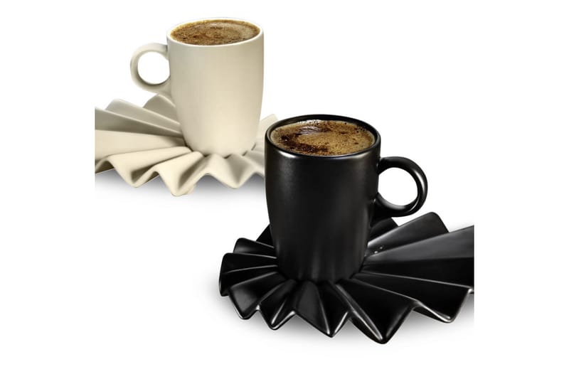 Kaffestel 4 stk - Sort / Cremehvid - Husholdning - Servering & opdækning - Kopper - Kaffekopper