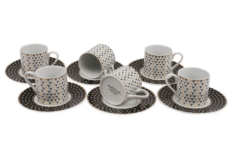 Adine Porcelæn Kaffeservice 12 Dele Porcelæn - Hvid/Lilla - Husholdning - Servering & opdækning - Porcelæn