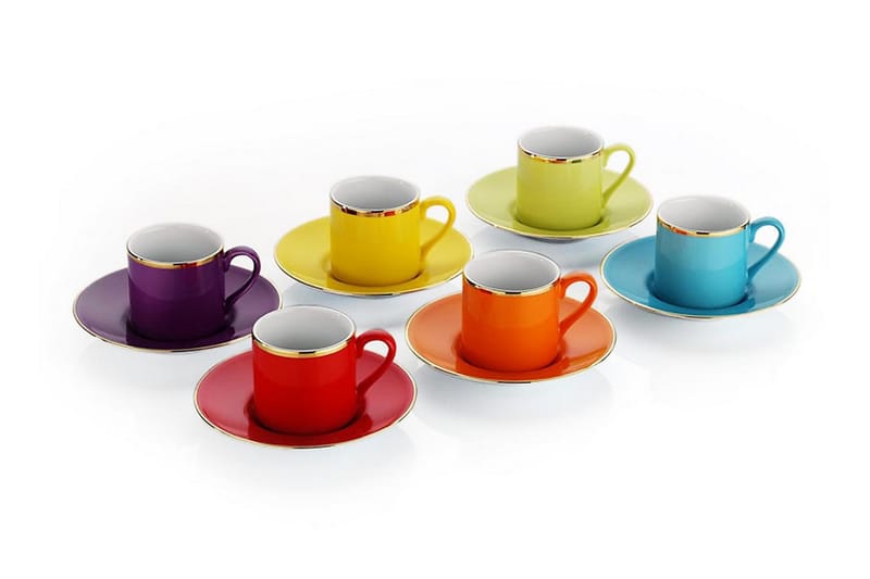 Kütahya Kaffekopsæt 12 Dele - Porcelæn/Flerfarvet - Husholdning - Servering & opdækning - Kopper - Kaffekopper