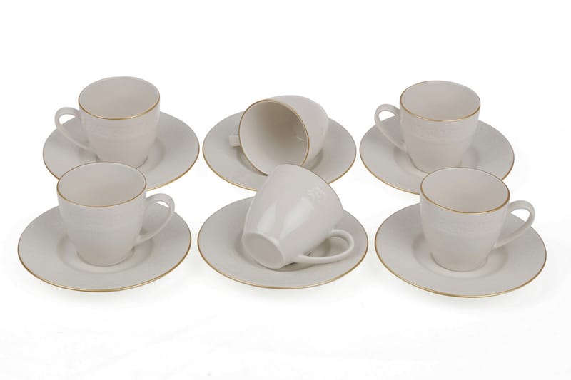 Kütahya Porcelæn Kaffeservice 12 Dele Porcelæn - Creme - Husholdning - Servering & opdækning - Porcelæn