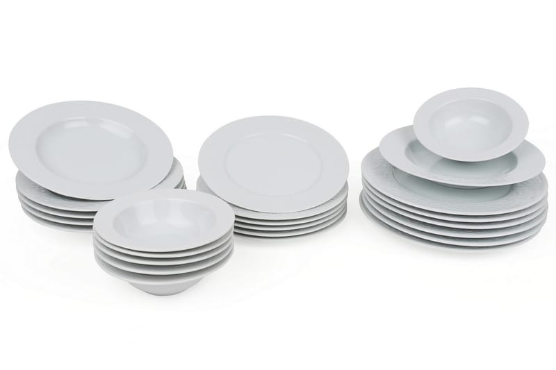 Adine Porcelæn Middagsservice 24 Dele Porcelæn - Hvid - Husholdning - Servering & opdækning - Tallerkener