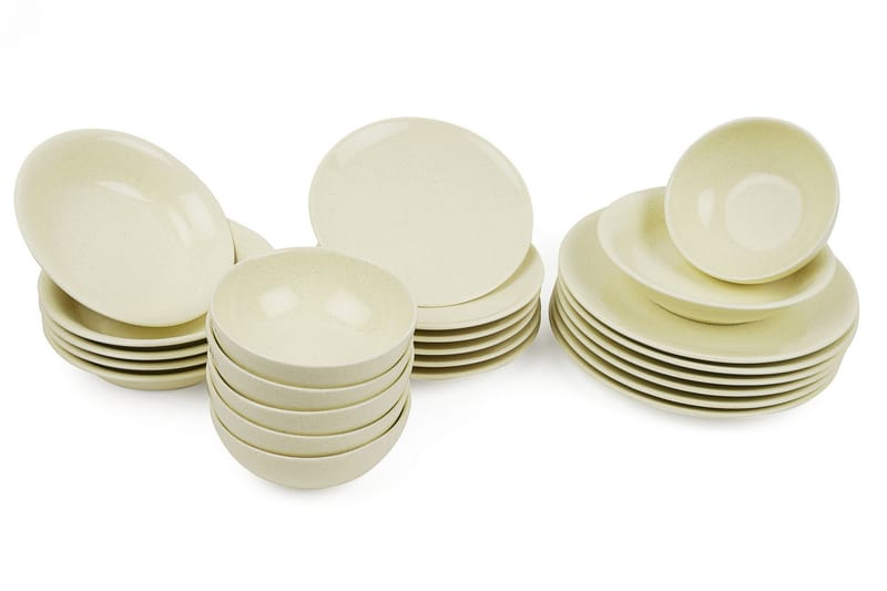 Kütahya Porcelæn Middagsservice 24 Dele Porcelæn - Gul - Husholdning - Servering & opdækning - Porcelæn - Porcelæn service