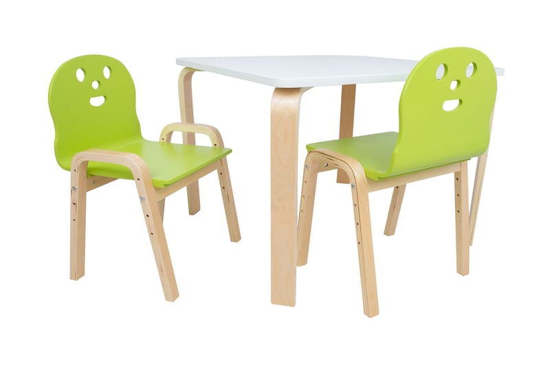 Happy Børnebord 2 Stole Hvid/Grøn - Møbler - Børnemøbler - Børneborde - Aktivitetsbord - Legebord