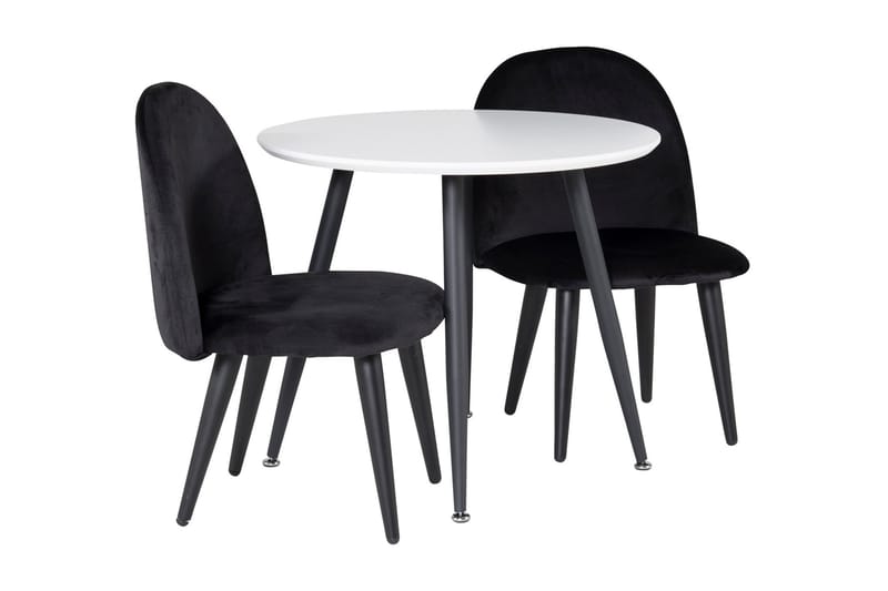Spisebordssæt 60 cm Rund med 2 Stole Velour - | Trademax.dk
