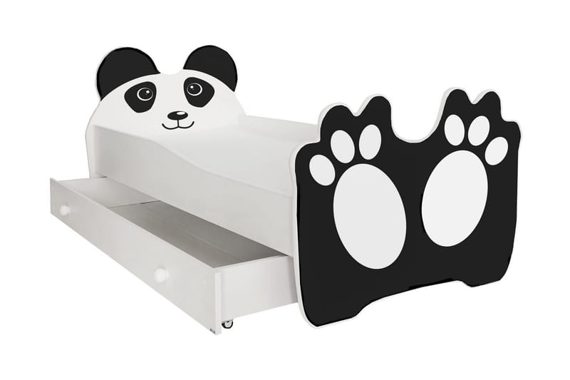 Lonis Børneseng Panda 80x160 med Opbevaring - Hvid/Sort - Møbler - Børnemøbler - Børneseng & juniorseng