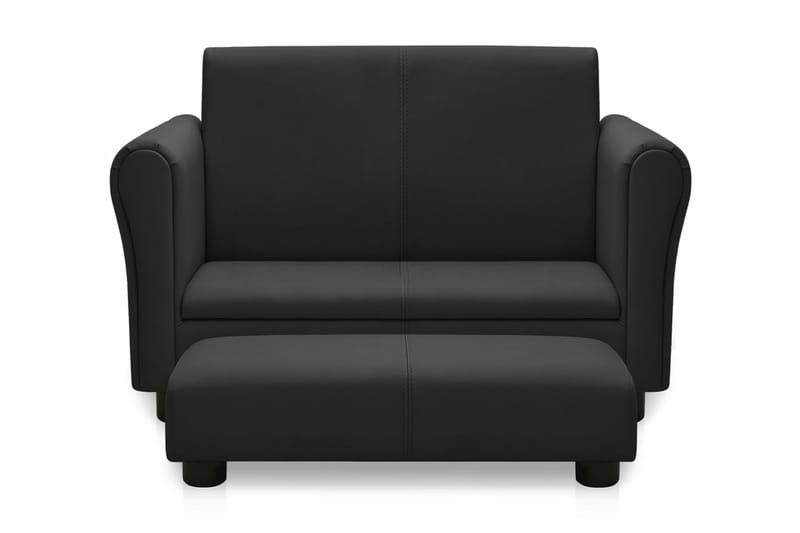 sofa til børn med skammel kunstlæder sort - Sort - Møbler - Børnemøbler - Børnesofa