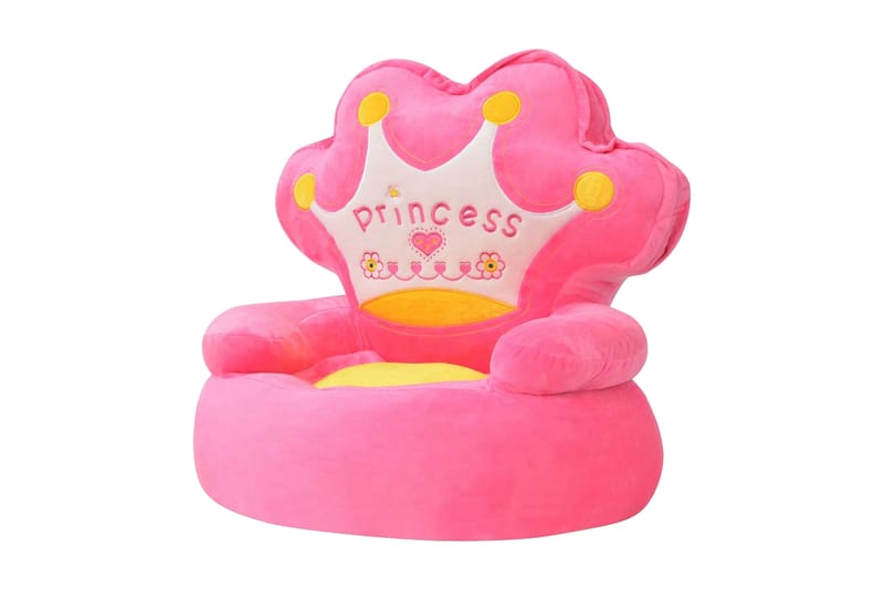 Børnestol I Plys Princess Pink - Lyserød - Møbler - Børnemøbler - Børnestol - Lænestol til børn