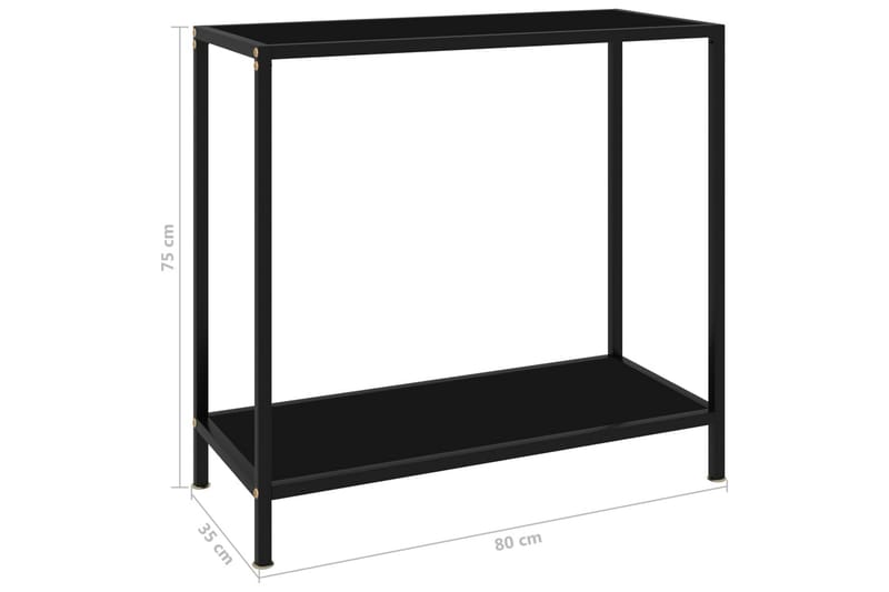 Konsolbord 80x35x75 cm hærdet glas sort - Sort - Møbler - Borde - Aflastningsbord & entrébord