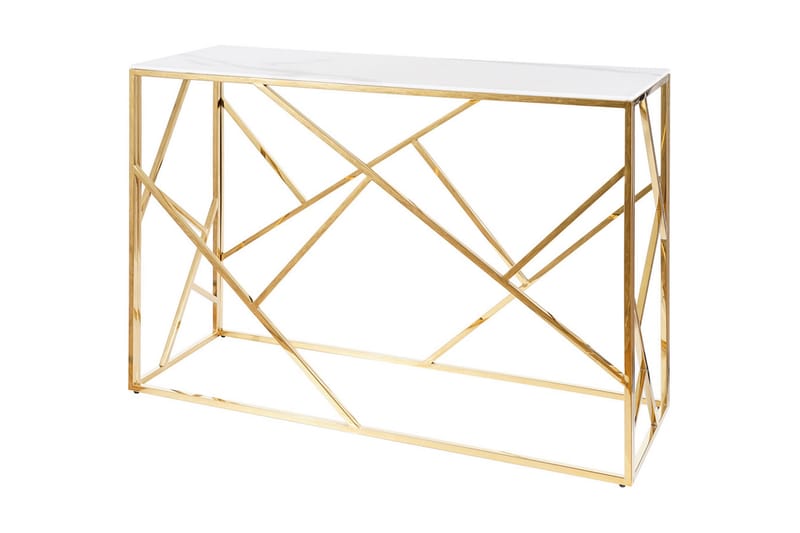 Escadan Konsolbord 120 cm Marmorlook - Glas/Hvid/Guld - Møbler - Borde - Aflastningsbord - Konsolbord & sidebord
