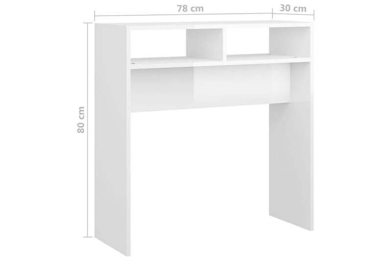 konsolbord 78x30x80 cm spånplade hvid højglans - Hvid - Møbler - Borde - Aflastningsbord - Konsolbord