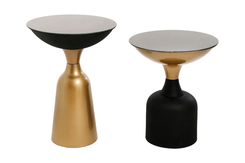 Selder Sidebord Sæt Rundt - Guld/Sort - Møbler - Borde - Side borde & aflastningsbord - Lampebord