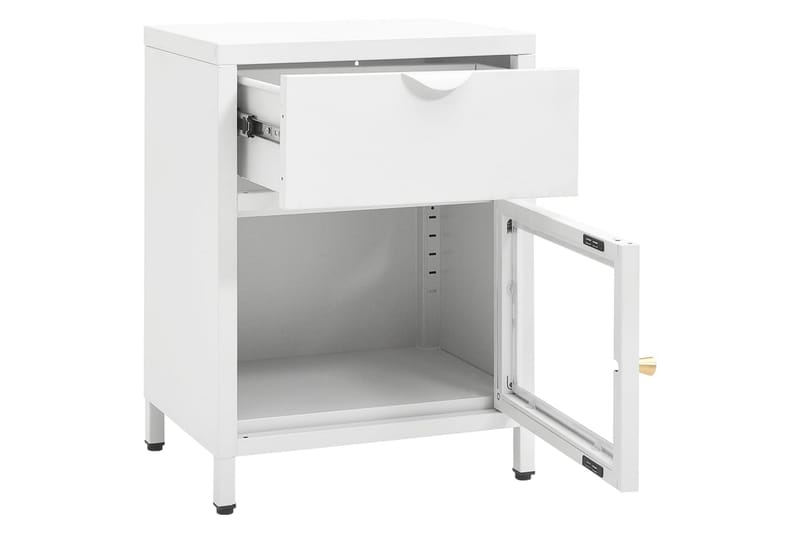 natbord 40x30x54,5 cm stål og glas hvid - Hvid - Møbler - Borde - Aflastningsbord & sidebord - Sengebord