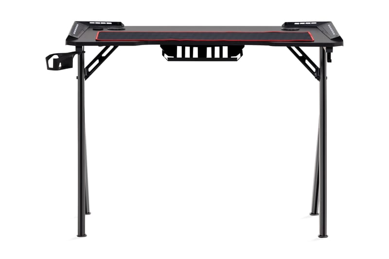 Aghav Gamingbord LED lys 100 cm + Krusholder & Hovedtelefonh - Sort - Møbler - Borde - Kontorbord - Gamingbord