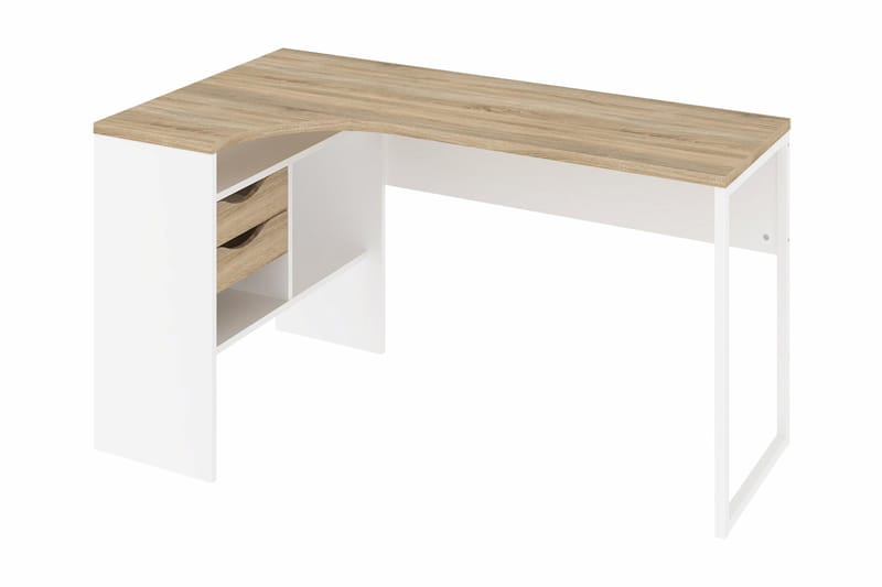 Function Plus Hjørneskrivebord 145 cm m Opbevaring Skuffer+H - Egefarvet/Hvid - Møbler - Borde - Kontorbord - Skrivebord - hjørneskrivebord