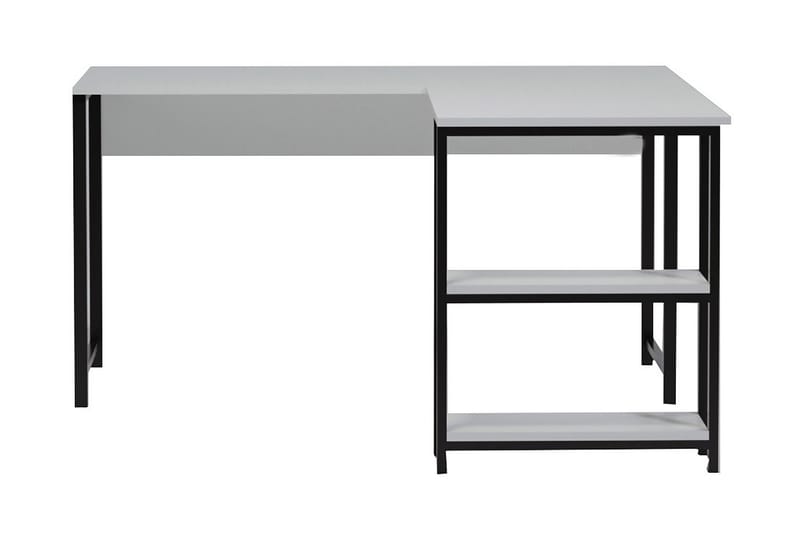 Kaynarca Hjørneskrivebord 140 cm med Opbevaring Hylder - Hvid/Sort - Møbler - Borde - Kontorbord - Skrivebord - hjørneskrivebord