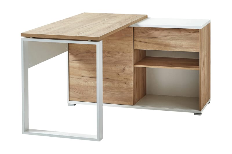 Lyserødlie Hjørneskrivebord 120 cm - Hvid/eg - Møbler - Borde - Kontorbord - Skrivebord - hjørneskrivebord