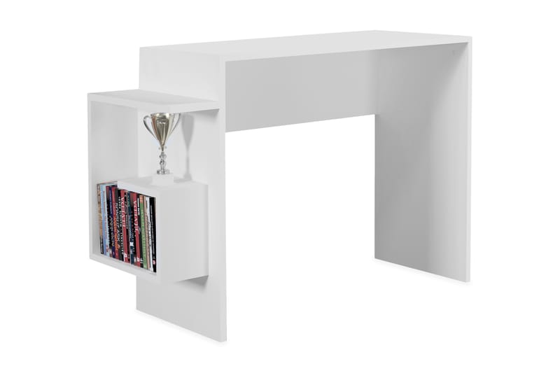 Alaswa Skrivebord 104 cm med Opbevaring Sidohylde - Hvid - Møbler - Borde - Kontorbord - Skrivebord
