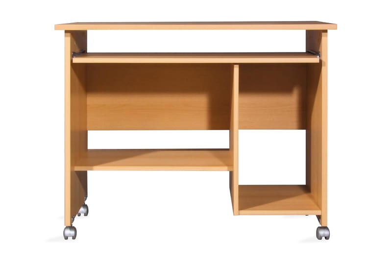 Alet Computerbord 90 cm med Opbevaring på Hjul - Bokdekor/Brun - Møbler - Borde - Kontorbord - Skrivebord