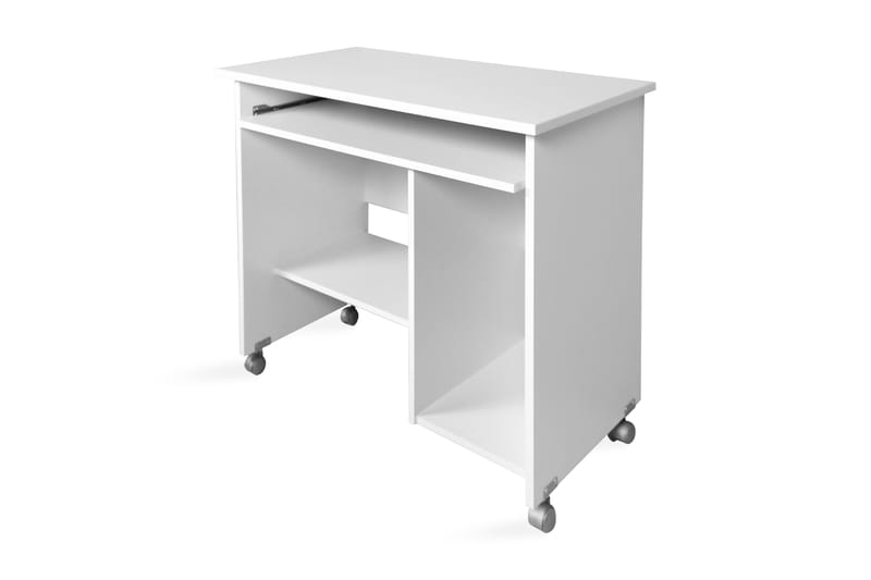 Alet Computerbord 90 cm med Opbevaring på Hjul - Hvid - Møbler - Borde - Kontorbord - Skrivebord