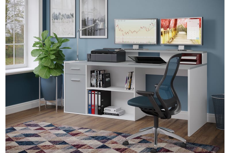 Allex skrivebordssæt - Grå / hvid - Møbler - Borde - Kontorbord - Skrivebord