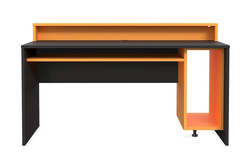 Bays Gaming Skrivebord 160 cm med Opbevaring Hylde - Sort/Orange - Møbler - Borde - Kontorbord - Skrivebord