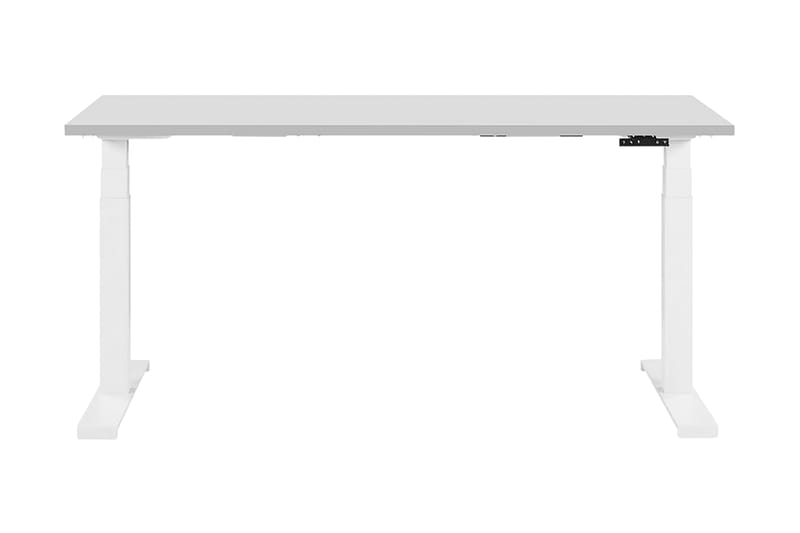 Belluton Skrivebord 160 cm Elektrisk Justerbart - Grå/Hvid - Møbler - Borde - Kontorbord - Skrivebord - hæve-sænke-bord