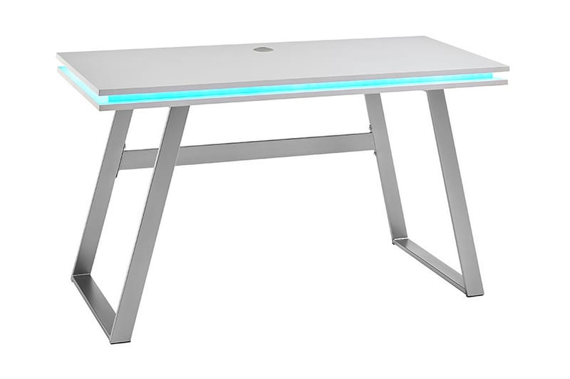 Cuyutian Computerbord 140 cm med LED + USB - Hvid/Metal - Møbler - Borde - Kontorbord - Computerbord
